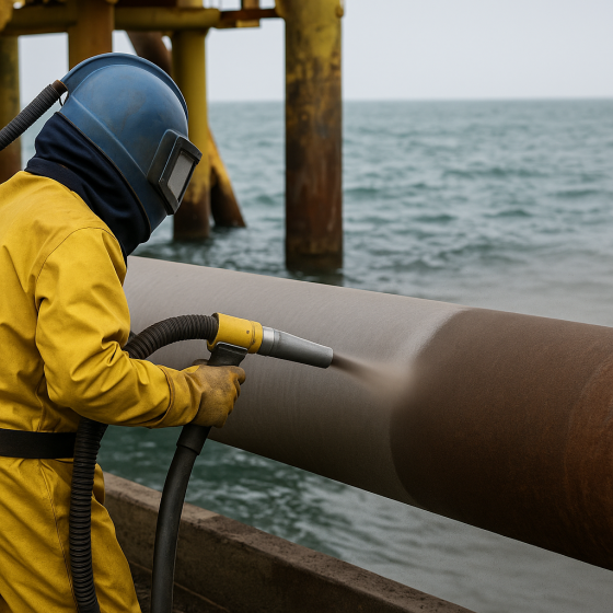 copper slag abrasive blasting offshore pipeline